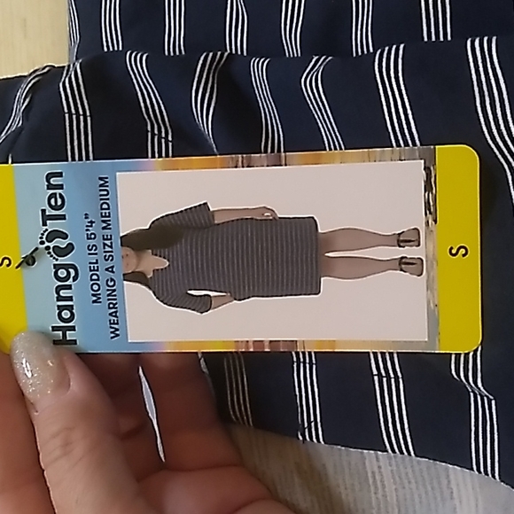 Hang Ten UV Protection UPF 50+ Blue & White Dress w Pockets Women's Small - Picture 5 of 6